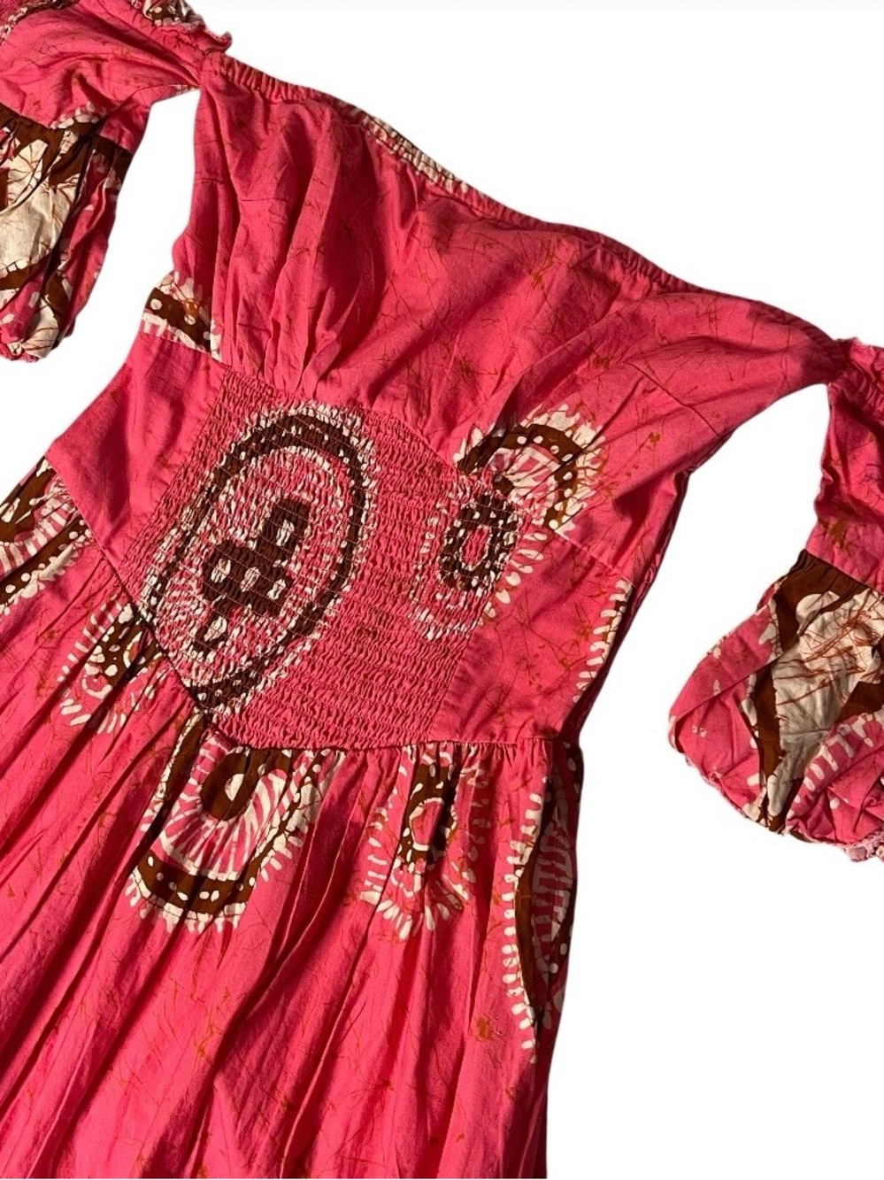 LOVE THE LABEL Anthropologie Pink Paisley Dress Off The Shoulder Maxi Size Small - Picture 6 of 12